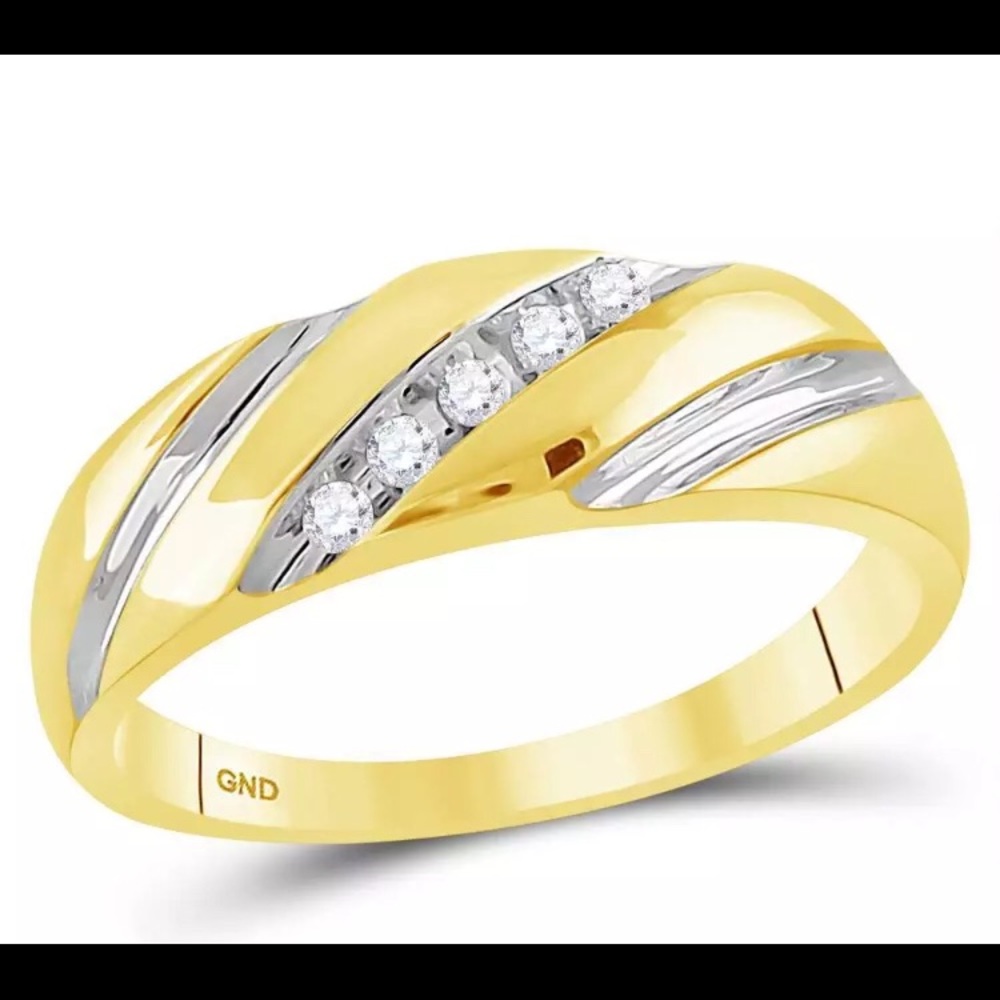 10kt Mens Diamond Wedding Band Ring 1/10 Cttw